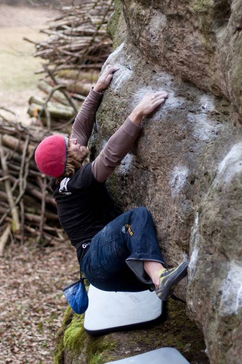 first ascent "Defined Line" fb 8a+/trav.