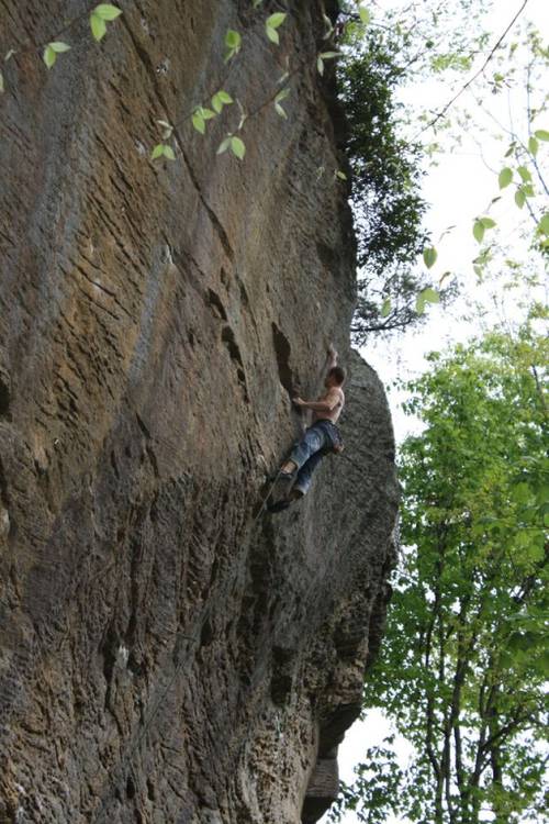 The coolest moves on Name Dropper 13a are right under the chains at Red River Gorge.