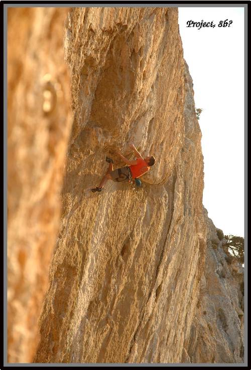 Simond Montmory in a project in Kalydna Sector, Fakes Friends, 8b+