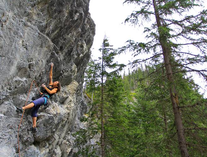 About to send Beat Farmer, 5.12a in Heart Creek, Alberta Canada.