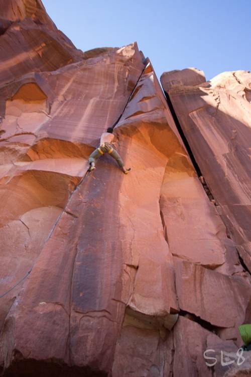 death of a cowboy 7c+, Indian creek
