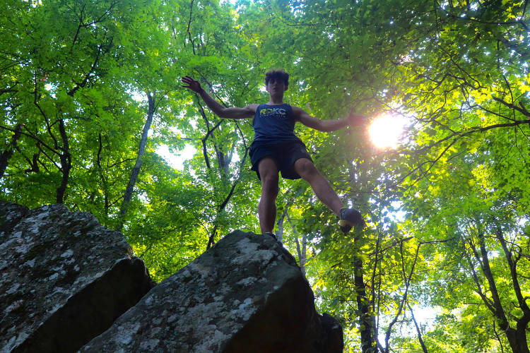 Lincoln Knowles after topping out "Razor's Edge" in HCR, Arkansas.